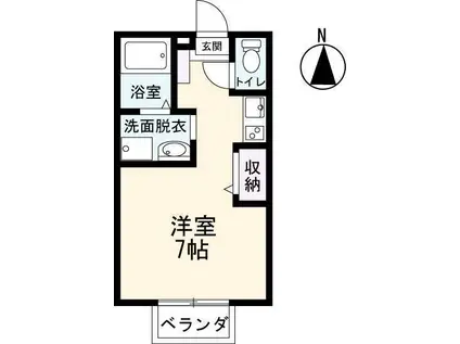 グロワール21(ワンルーム/2階)の間取り写真