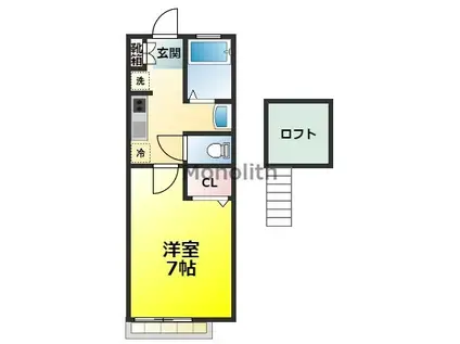 ヴィラ.フィオーレV(1K/2階)の間取り写真