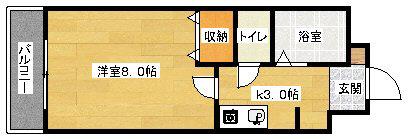 アヴニール・ドゥ(1K/3階)の間取り写真