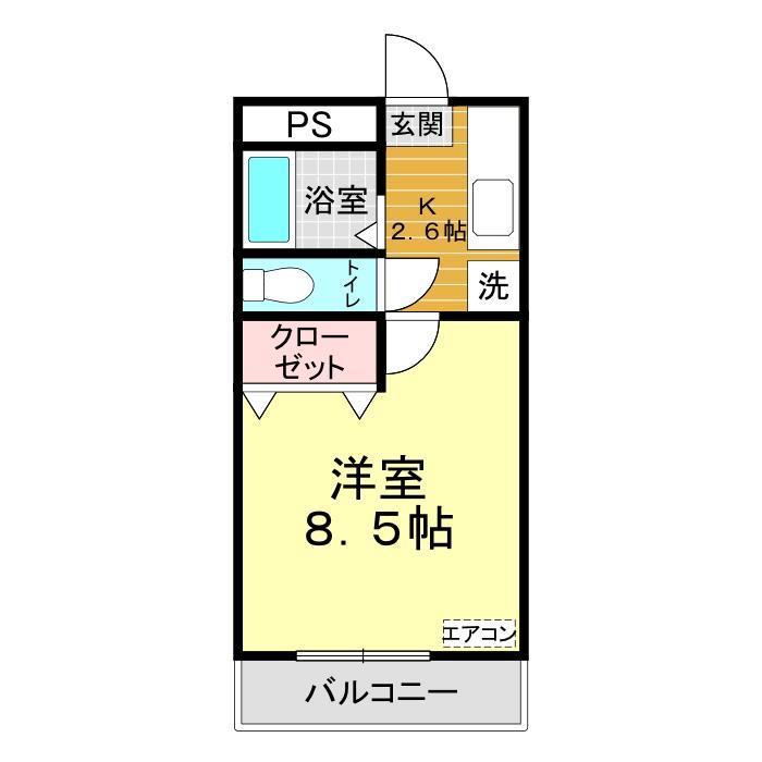 アパルトマン秋根(1K/3階)の間取り写真