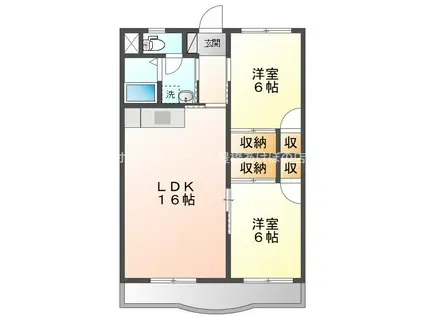 ビラ高千穂(2LDK/3階)の間取り写真