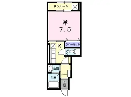 スカイ・マーク峰 II(1K/1階)の間取り写真