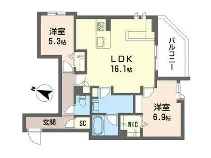 グランアリスティオ(2LDK/3階)の間取り写真