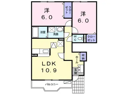 ラ・フォレスタRYU・E(2LDK/1階)の間取り写真