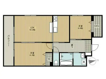 田畑ハイツルシアスIII(2LDK/3階)の間取り写真
