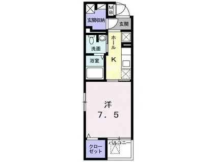 オンフォレストシノノメ(1K/5階)の間取り写真