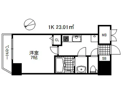 クレストタップ神戸湊町ノアール(1K/6階)の間取り写真