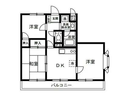 ニックハイム鶴ヶ峰(3DK/3階)の間取り写真