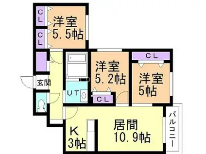 エルプラスN19(3LDK/5階)の間取り写真