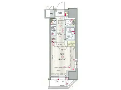 エステムコート池袋PRIMEAXIA(1K/6階)の間取り写真