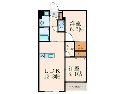 GRAND CHARIOT OHIRAKI(2SLDK/5階)の間取り写真