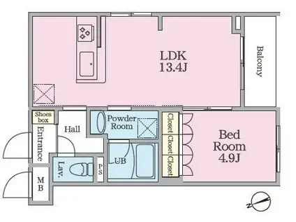 カーサデブリッサ(1LDK/2階)の間取り写真