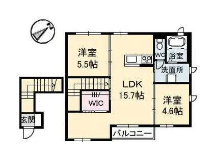 エクレール長楽寺A棟(2LDK/2階)の間取り写真