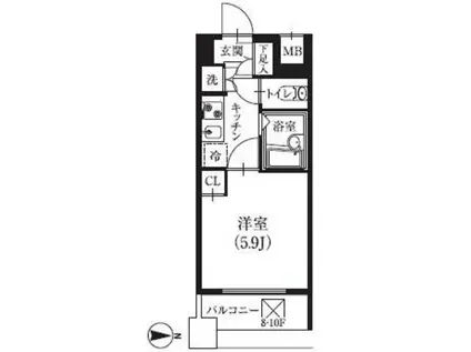 ラ・レジダンス・ド千駄木(1K/6階)の間取り写真