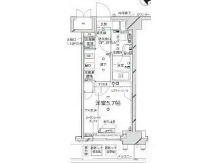 ライジングプレイス堀切(1K/5階)の間取り写真