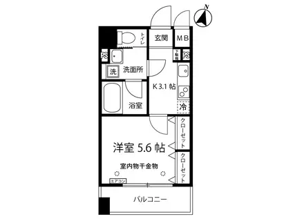 ブーゲンビリア(1K/5階)の間取り写真