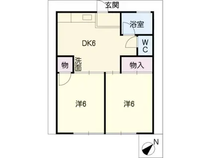 ラビデンスSAWA(2DK/1階)の間取り写真