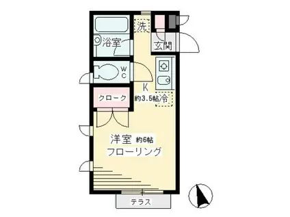 ファインクレストA(1K/2階)の間取り写真