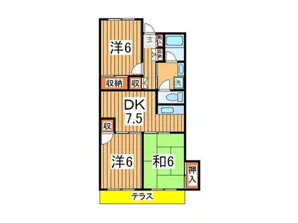 柏葉ハイツ(3DK/1階)の間取り写真