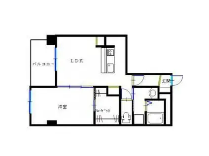 キャトル フイーユ(1LDK/2階)の間取り写真