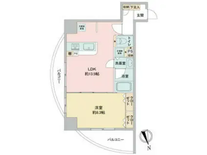 さくらHILLSリバーサイドEAS(1LDK/8階)の間取り写真