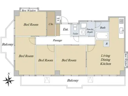 三旺マンション植田駅前(4LDK/7階)の間取り写真