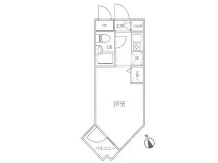 DOM二子新地(1K/4階)の間取り写真