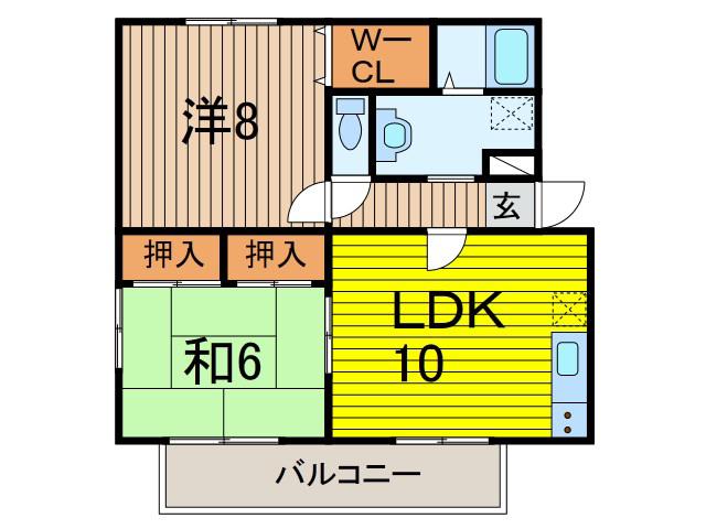 クレセント(2LDK/2階)の間取り写真