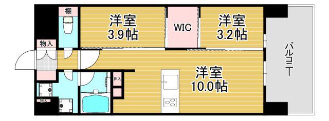 ソルレヴェンテ新梅田(2LDK/3階)の間取り写真