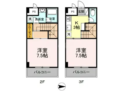 リブイル(2K/3階)の間取り写真