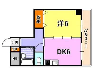 グローリー元町(1DK/3階)の間取り写真