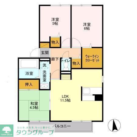 フラワーハウス(3LDK/2階)の間取り写真