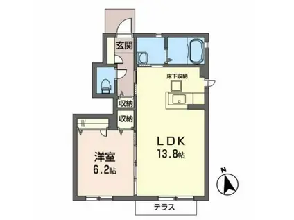 アーシスりんくうF(1LDK/1階)の間取り写真