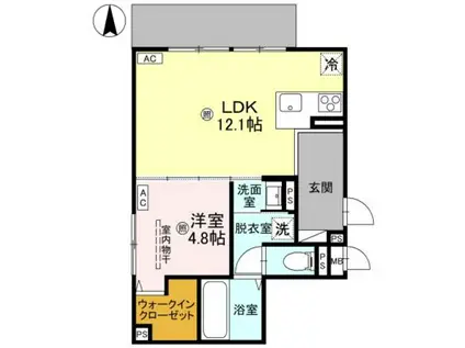 D-ROOM八尾市太子堂2丁目PJ(1LDK/1階)の間取り写真