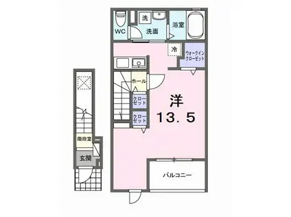 原町区橋本町3丁目アパートI(ワンルーム/2階)の間取り写真