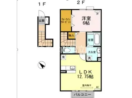 ムーン ファクシ(1LDK/2階)の間取り写真