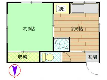 三峰荘(1K/2階)の間取り写真
