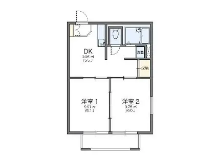 レオパレス白浜第2(2DK/2階)の間取り写真