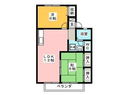 BROS・K A棟(2LDK/1階)の間取り写真