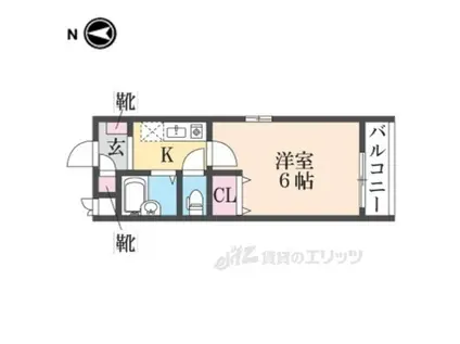 ハッピー塚口(1K/3階)の間取り写真