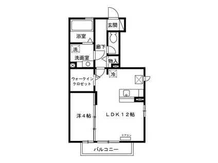 花水木F(1LDK/1階)の間取り写真