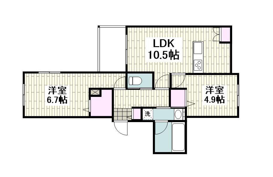 フォーンコート(2LDK/2階)の間取り写真