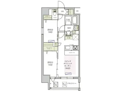 アーバネックス東梅田(2LDK/2階)の間取り写真