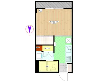 パルシティー楽山(1K/3階)の間取り写真