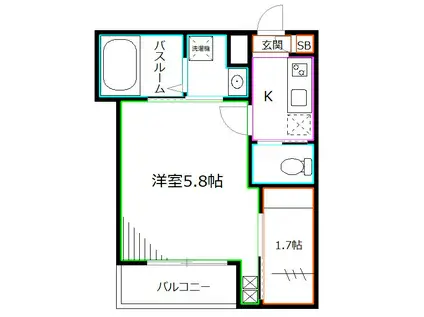 リーヴル ヴィラージュ(1K/2階)の間取り写真