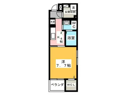 モデルノ関町(1K/4階)の間取り写真