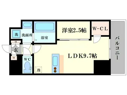 AFFLUENCE難波イースト(1LDK/5階)の間取り写真
