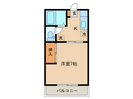 ハイツ路川II(1K/2階)の間取り写真