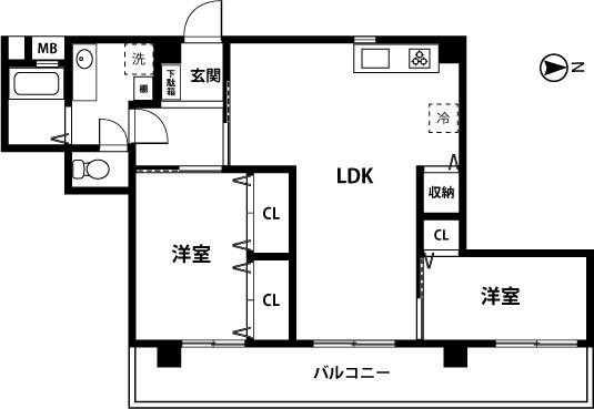 メゾンコメショー(2LDK/5階)の間取り写真