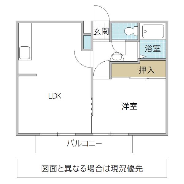 国府田ハイツ(1LDK/2階)の間取り写真